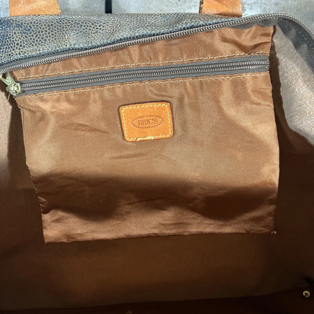 Brics Travel Weekend Bag Pebbled Leather Duffel Made In Italy 24